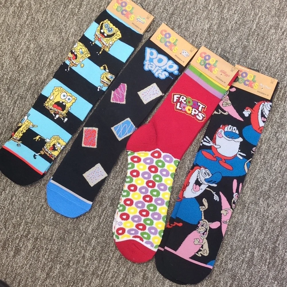 Kellog's Silly Pop Tarts Colorful Spongebob Men's Socks‎ Bundle
